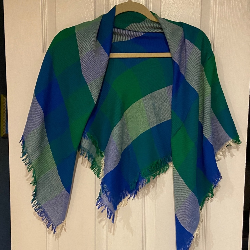 Echo Blue and Green Plaid Wrap - Picture 1 of 9